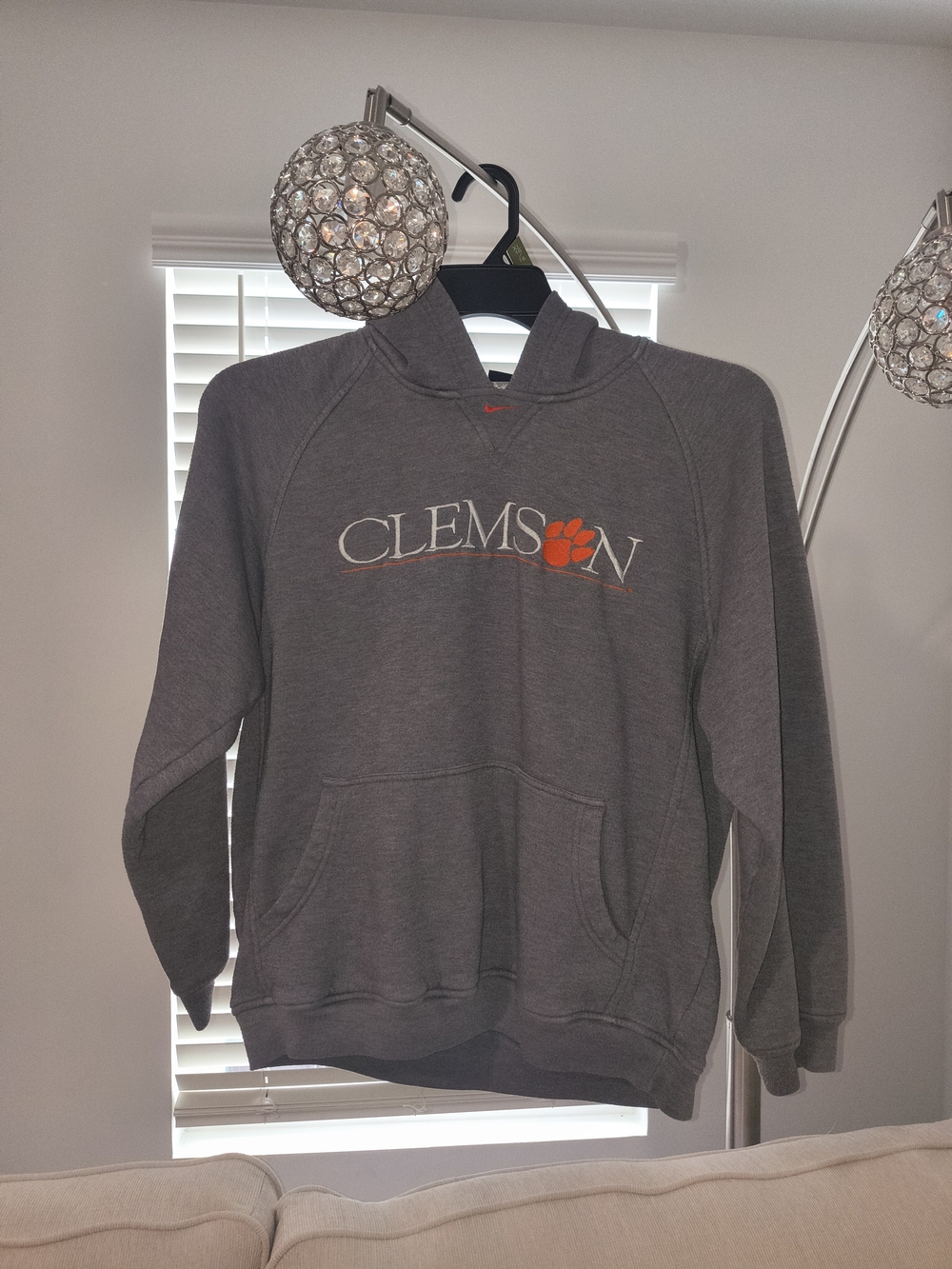Women's Nike Gray Clemson Pullover Hoodie - Classic Logo